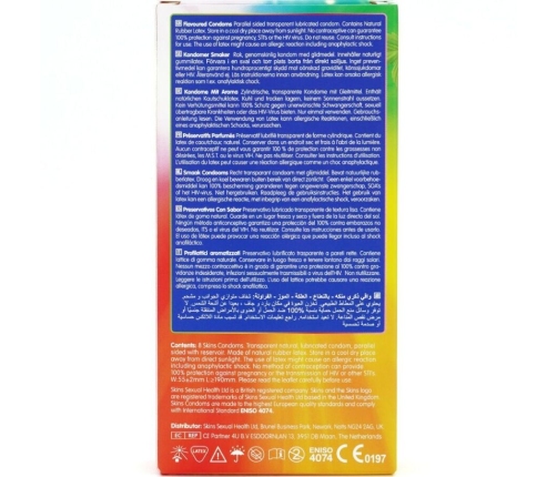 SKINS - MULTI FLAVORS PREMIUM CONDOMS PACK 8