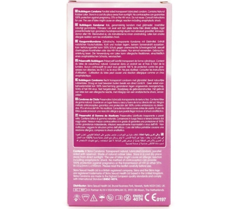 SKINS - BUBBLEGUM PREMIUM CONDOMS PACK 8
