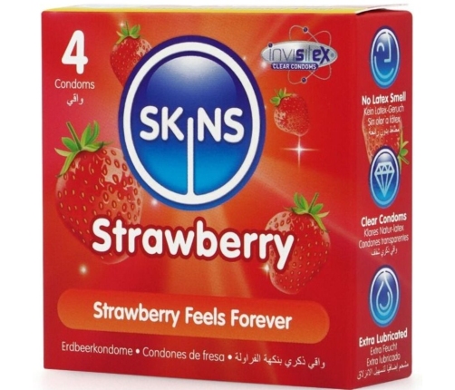 SKINS - STRAWBERRY PREMIUM CONDOMS PACK 4