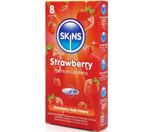 SKINS - STRAWBERRY PREMIUM CONDOMS PACK 8