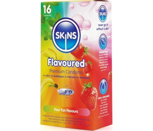 SKINS - MULTI FLAVORS PREMIUM CONDOMS PACK 16
