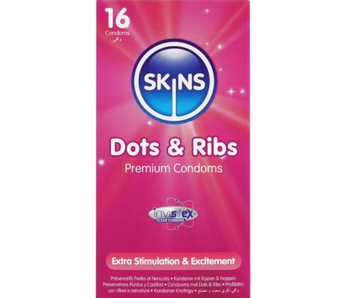 SKINS - DOTS & RIBS PREMIUM CONDOMS PACK 16