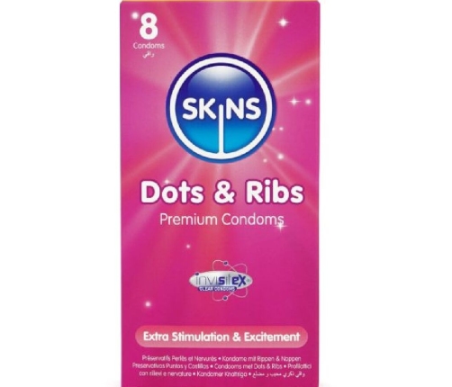 SKINS - DOTS & RIBS PREMIUM CONDOMS PACK 8