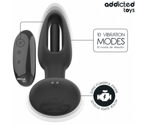 ADDICTED TOYS - ANAL PLUG WITH VIBRATING TONGUE AND REMOTE CONTROL