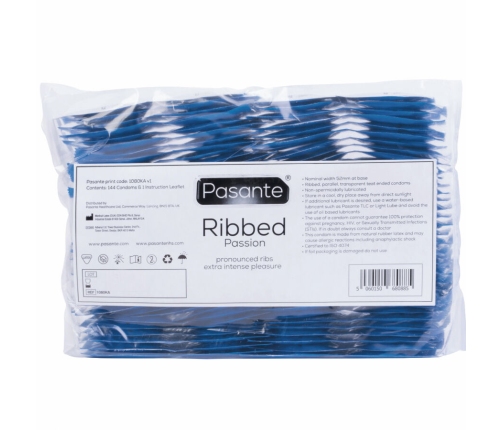 PASANTE - RIBBED PASSION CONDOMS BAG 144 UNITS