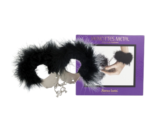 ADRIEN LASTIC - METAL HANDCUFFS WITH BLACK FEATHERS