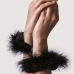 ADRIEN LASTIC - METAL HANDCUFFS WITH BLACK FEATHERS