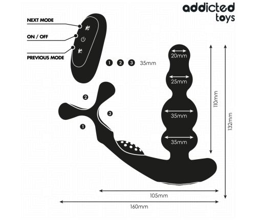 ADDICTED TOYS - MASAJEADOR PROSTÁTICO ROTATORIO CONTROL REMOTO