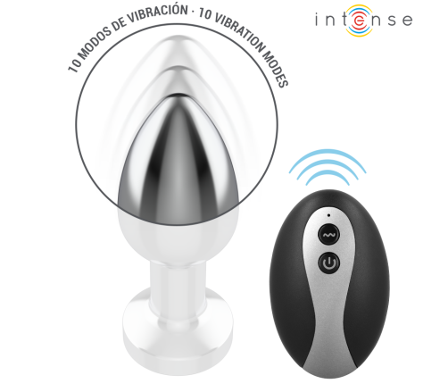 INTENSE - VIBRATING METAL ANAL PLUG WITH LED LIGHTS AND REMOTE CONTROL - SIZE S