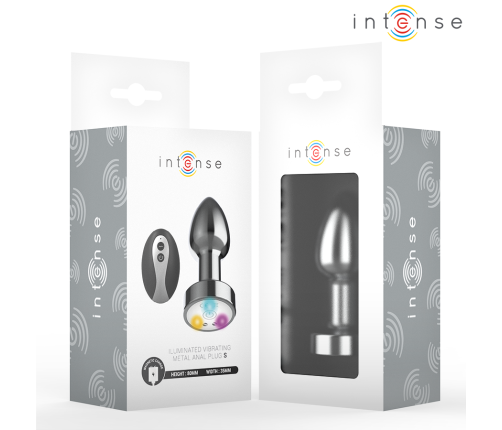 INTENSE - VIBRATING METAL ANAL PLUG WITH LED LIGHTS AND REMOTE CONTROL - SIZE S