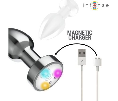 INTENSE - VIBRATING METAL ANAL PLUG WITH LED LIGHTS AND REMOTE CONTROL - SIZE M