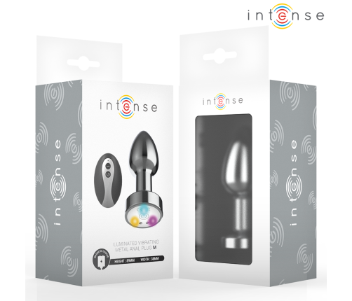 INTENSE - VIBRATING METAL ANAL PLUG WITH LED LIGHTS AND REMOTE CONTROL - SIZE M