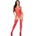 LEG AVENUE - 89360 OPEN BACK BODYSUIT WITH GARTER BELT RED - ONE SIZE