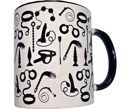 DIABLO PICANTE - WHITE BONDAGE MUG WITH BLACK HANDLE 370 ML