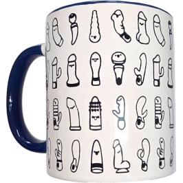 DIABLO PICANTE - WHITE VIBRATORS MUG WITH BLUE HANDLE 370 ML
