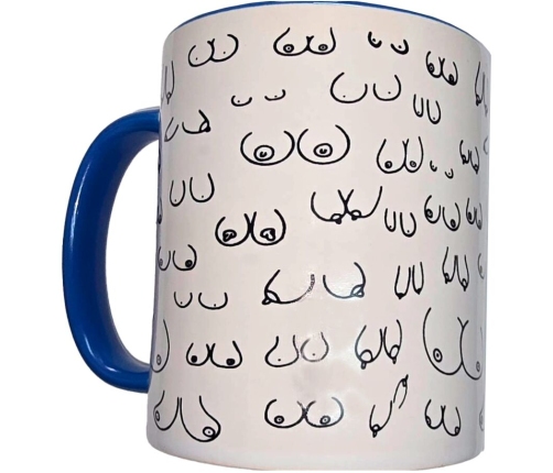 DIABLO PICANTE - WHITE BOOBS MUG WITH BLUE HANDLE 370 ML