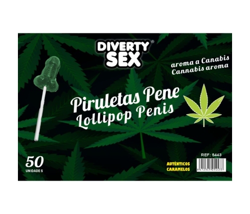 DIABLO GOLOSO - 50 PENIS LOLLIPOPS CANNABIS AROMA