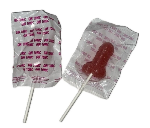DIABLO GOLOSO - 1 PENIS LOLLIPOP GIN TONIC STRAWBERRY FLAVOR 10% ALCOHOL