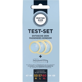 MISTER SIZE - TEST SET 3 DIFFERENT SIZED CONDOMS + MEASURING TAPE MISTER SIZE - TEST SET 3 DIFFERENT SIZED CONDOMS + MEASURING TAPE