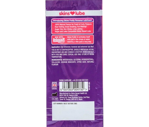 SKINS - FRUITY WATER-BASED LUBRICANT MANGO & PASSION FRUIT SINGLE-DOSE 5 ML