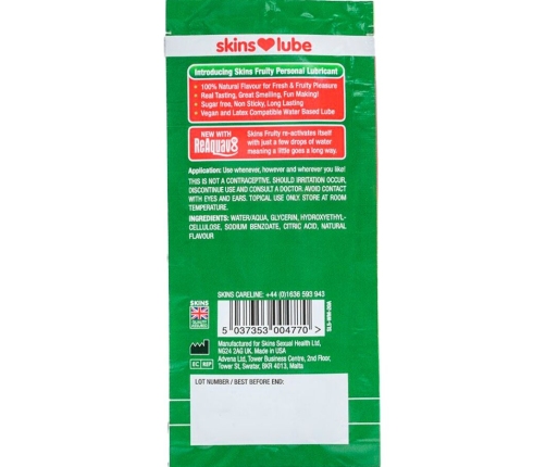SKINS - FRUITY WATER-BASED LUBRICANT WATERMELON SINGLE-DOSE 5 ML