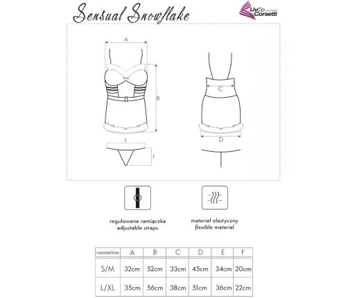LIVCO CORSETTI FASHION - SENSUAL SNOWFLAKE LC 90603 CHRISTMAS CHEMISE + THONG + HEADBAND S/M