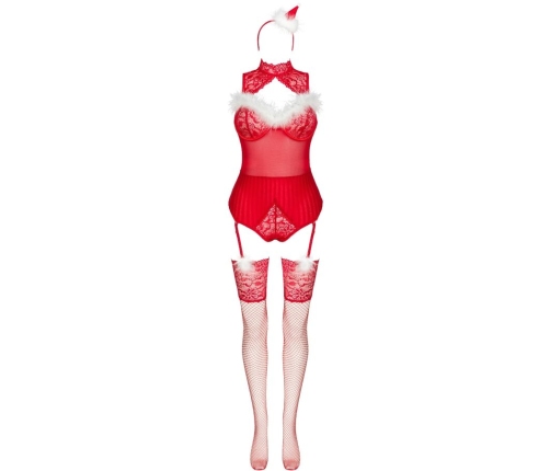 LIVCO CORSETTI FASHION - LIMPID SNOWFLAKES LC 90604 BODY + STOCKINGS + CHRISTMAS HEADBAND S/M