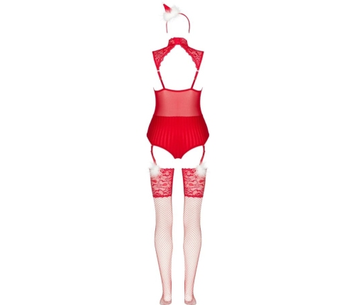 LIVCO CORSETTI FASHION - LIMPID SNOWFLAKES LC 90604 BODY + STOCKINGS + CHRISTMAS HEADBAND L/XL
