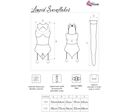 LIVCO CORSETTI FASHION - LIMPID SNOWFLAKES LC 90604 BODY + STOCKINGS + CHRISTMAS HEADBAND L/XL