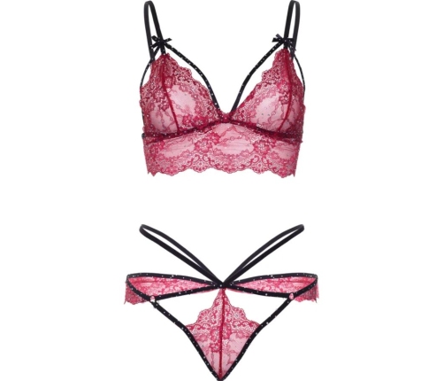LEG AVENUE - 81623 BRA + THONG SET BURGUNDY SIZE S