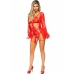 LEG AVENUE - 86123 TEDDY + GARTER ROBE SET RED SIZE S