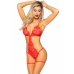 LEG AVENUE - 86123 TEDDY + GARTER ROBE SET RED SIZE S
