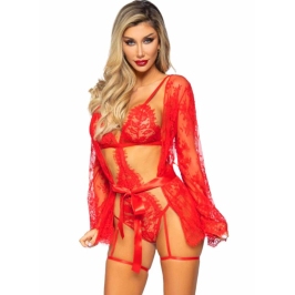 LEG AVENUE - 86123 TEDDY + GARTER ROBE SET RED SIZE S LEG AVENUE - 86123 TEDDY + GARTER ROBE SET RED SIZE S