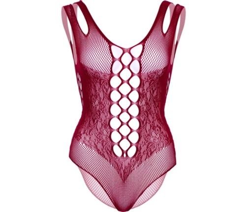 LEG AVENUE - 81641X SEAMLESS BODYSUIT BURGUNDY SIZE 1X/2X