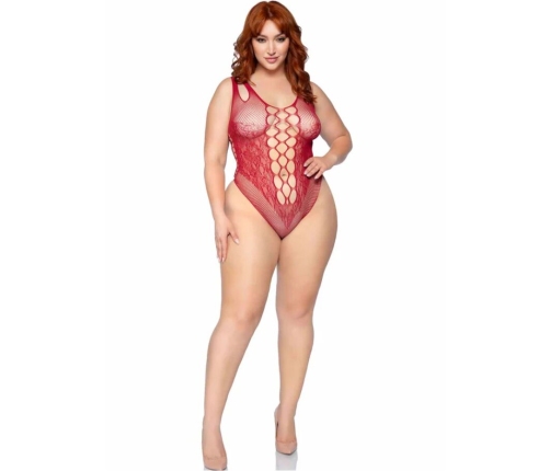 LEG AVENUE - 81641X SEAMLESS BODYSUIT BURGUNDY SIZE 1X/2X