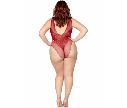 LEG AVENUE - 81641X SEAMLESS BODYSUIT BURGUNDY SIZE 1X/2X