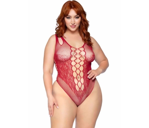 LEG AVENUE - 81641X SEAMLESS BODYSUIT BURGUNDY SIZE 1X/2X