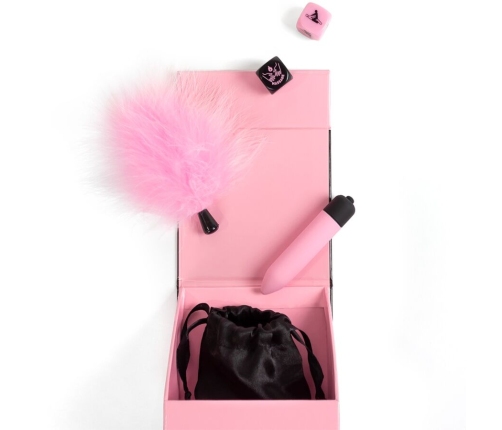 SECRET PLAY - PLEASURES BOX FOR COUPLES: DICE + VIBRATING BULLET + FEATHER PEN