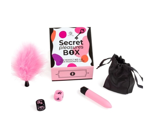 SECRET PLAY - PLEASURES BOX FOR COUPLES: DICE + VIBRATING BULLET + FEATHER PEN