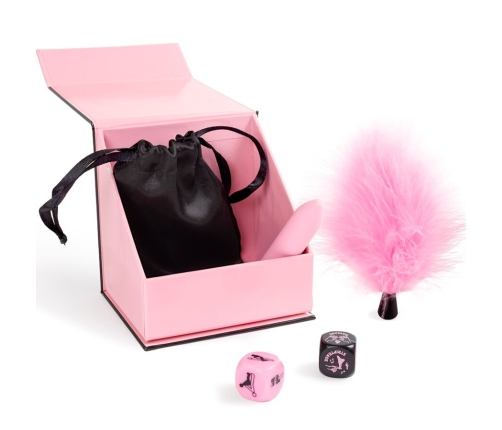 SECRET PLAY - PLEASURES BOX FOR COUPLES: DICE + VIBRATING BULLET + FEATHER PEN
