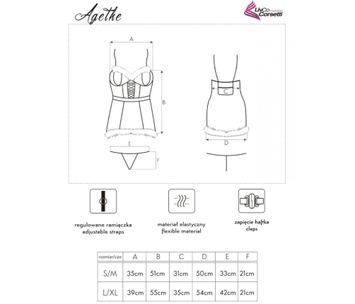 LIVCO CORSETTI FASHION - AGETHE LC 90607 CHEMISE + THONG + CHRISTMAS HAT L/XL