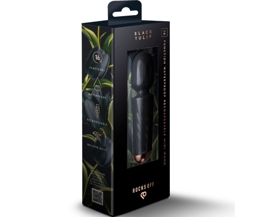 ROCKS-OFF - MINI RECHARGEABLE WAND 16 FUNCTIONS BLACK TULIP