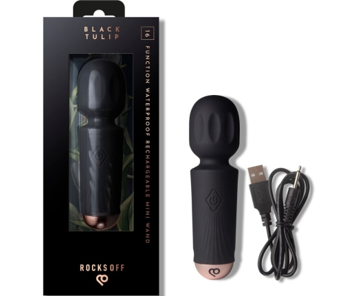 ROCKS-OFF - MINI RECHARGEABLE WAND 16 FUNCTIONS BLACK TULIP