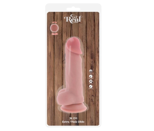 GET REAL - PENE REALÍSTICO DELUXE CON TESTÍCULOS EXTRA GRUESO 31 CM
