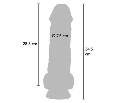 GET REAL - PENE REALÍSTICO DELUXE CON TESTÍCULOS EXTRA GRUESO 34.5 CM