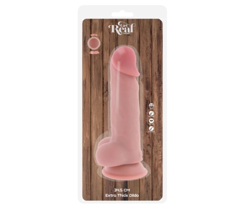 GET REAL - PENE REALÍSTICO DELUXE CON TESTÍCULOS EXTRA GRUESO 34.5 CM