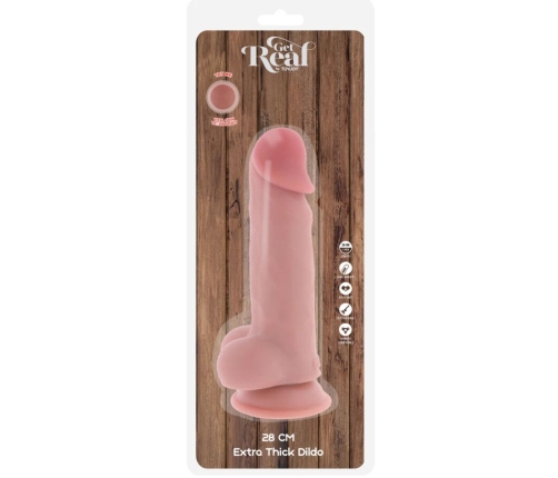 GET REAL - PENE REALÍSTICO DELUXE CON TESTÍCULOS EXTRA GRUESO 28 CM