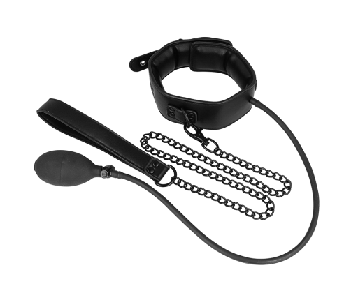 FETISH SUBMISSIVE BONDAGE - INFLATABLE STRANGLING COLLAR WITH CHAIN