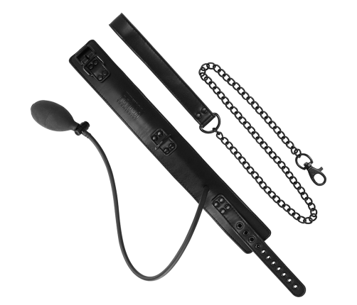 FETISH SUBMISSIVE BONDAGE - INFLATABLE STRANGLING COLLAR WITH CHAIN