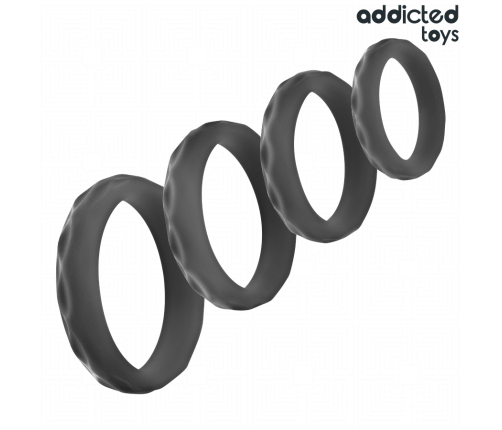 ADDICTED TOYS - TEXTURED COCK RING SET 4 SIZES